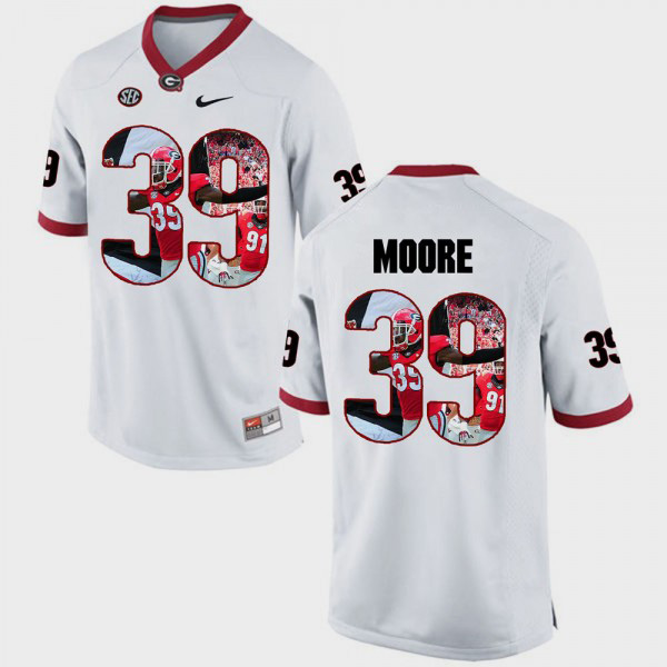 Men's #39 Corey Moore Georgia Bulldogs Pictorial Fashion For Jersey - White